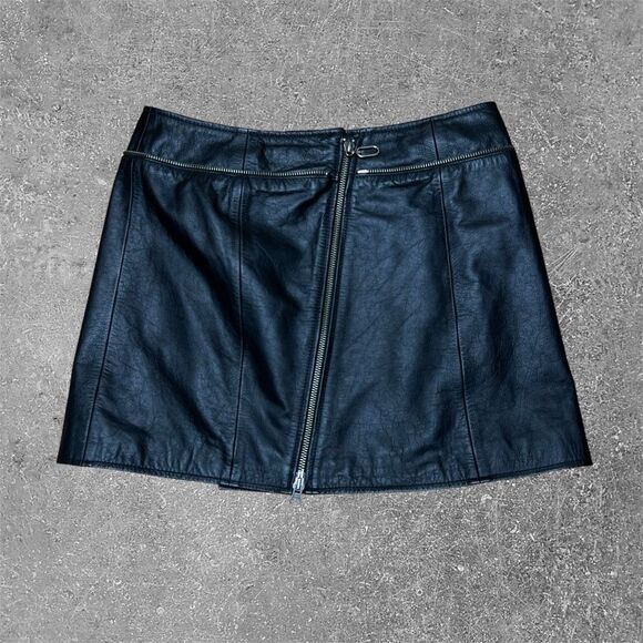 Y2K Harley Davidson Zipper Leather Skirt 6 - Picture 1 of 5